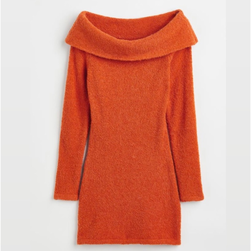 Orange sweater dress
